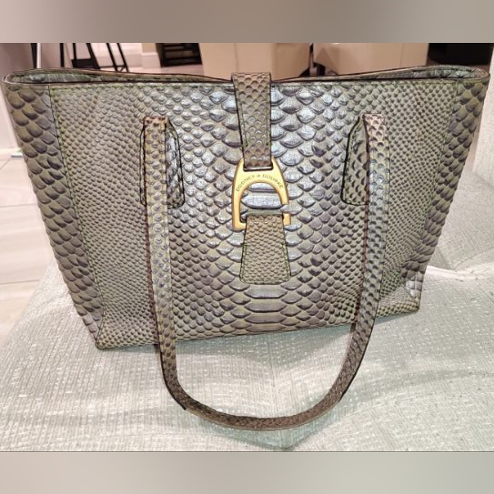 Dooney And Bourke Python-Embossed Gray Handbag - image 1